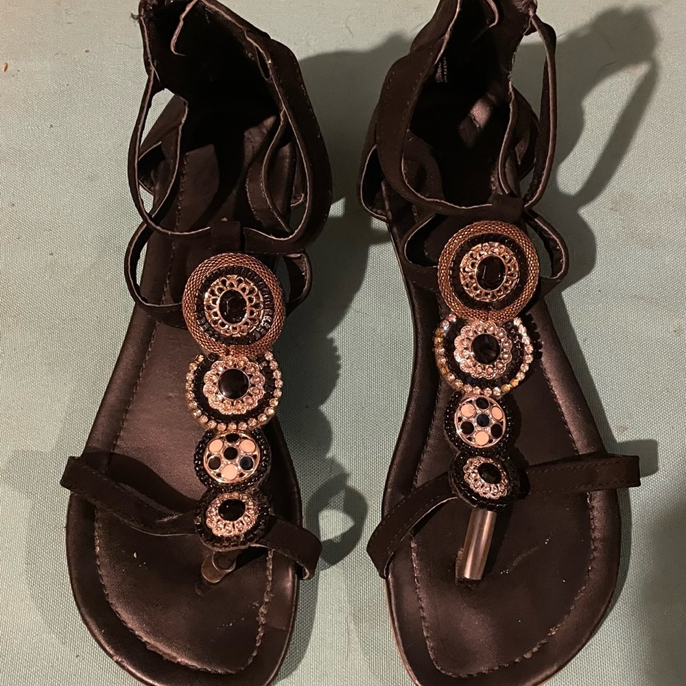 Cute Black Rhinestone Sandals Size 7 $7